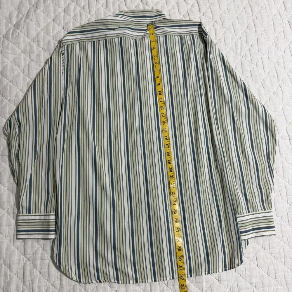 J.Crew L White Multicolor Striped Button Up Shirt Preppy Coastal